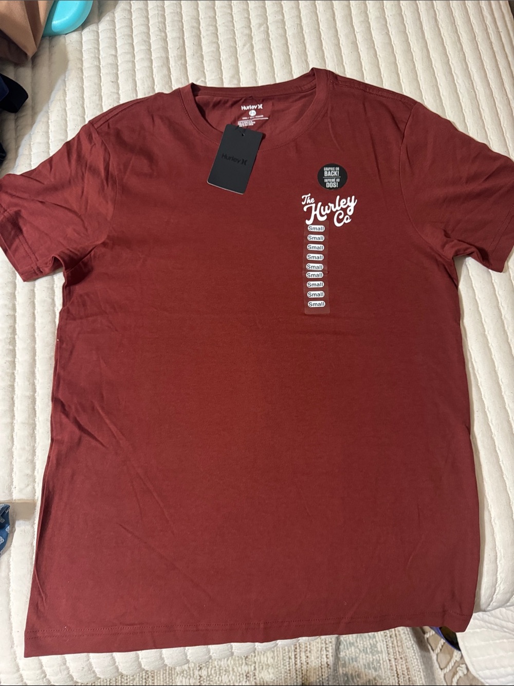 Hurley Men's Short Sleeve Tee in Burnt Rust with Chest Logo